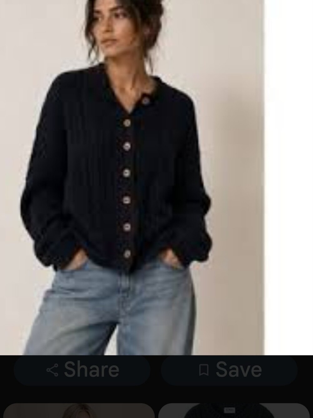 Ll Bean black cable-knit cardigan Classic 100% Cotton